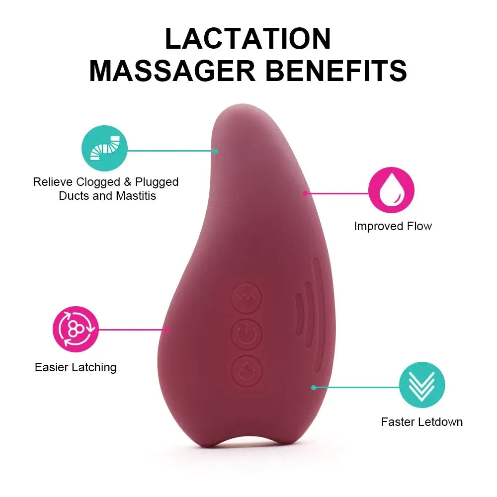 2 In 1 Lactation Massager For Breastfeeding Heat & Vibration Soft & Adjustable