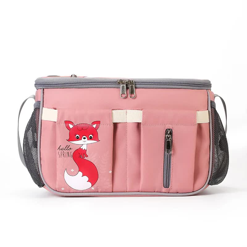 NNEDSZ Pink Stroller Organizer Bag - Multi-Functional Baby Bag with Touchscreen Window, USB Port, and Bottle Holders